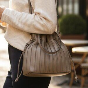 Zara brown/beige pleated bucket bag